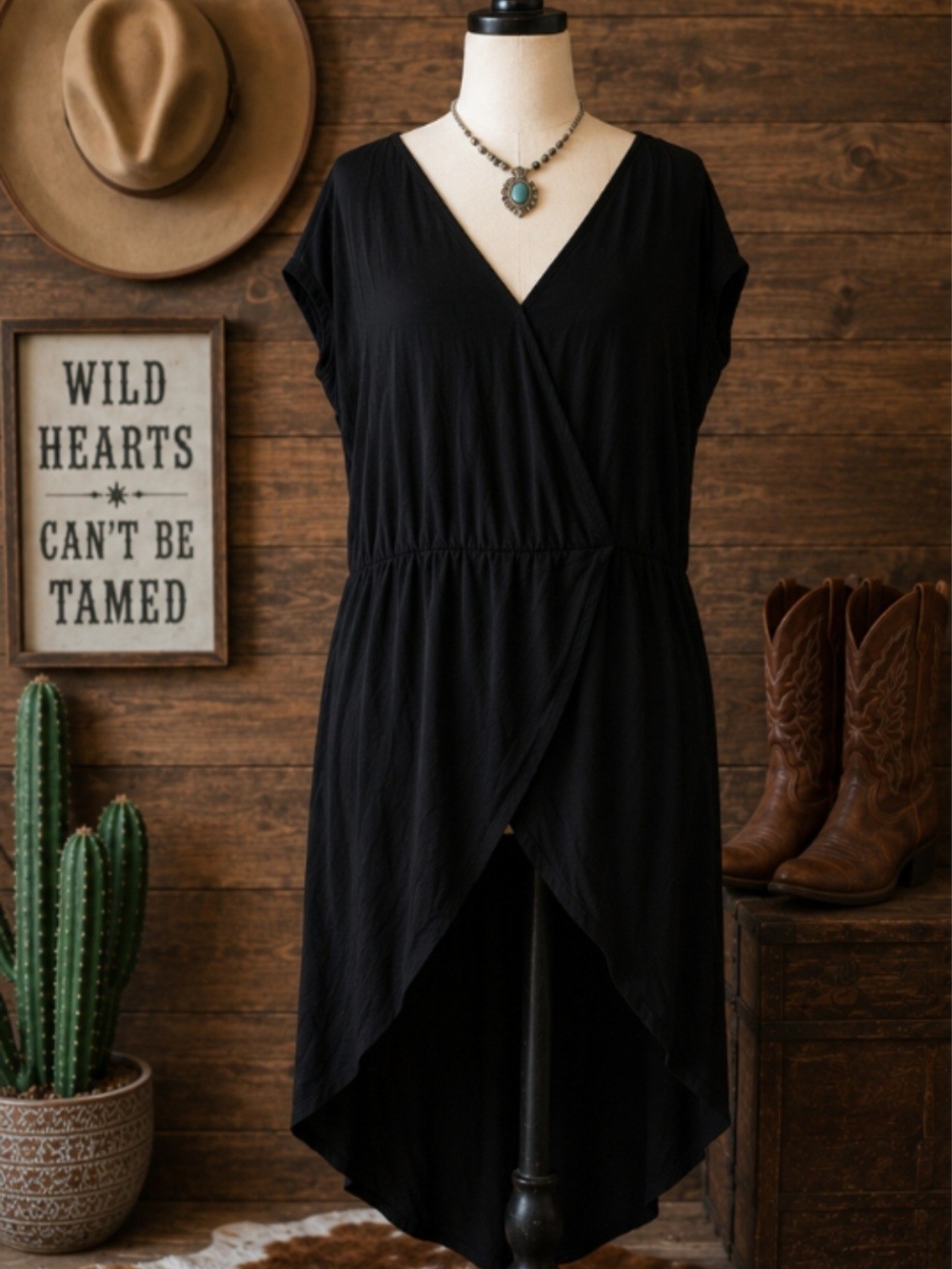 Stetson Black Embroidered Rayon Tunic Cover Up Boho Western Floral Size XL